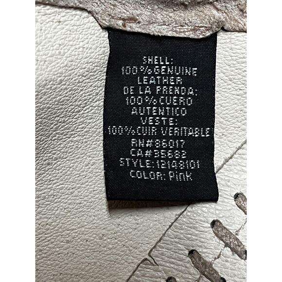 Bebe Jacket Womens Small Pink Genuine Leather Scallop Boho Y2K Tie Front 90s - Picture 9 of 16